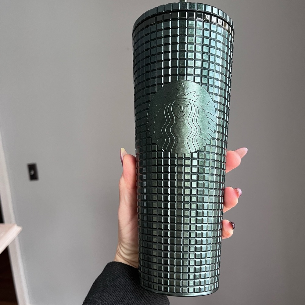 Starbucks Dark Army Green Grid Stud Venti Tumbler Cup NWT